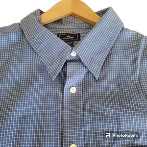 Dockers Long Sleeve Blue with White Checkered Button-Down Shirt Size XXL